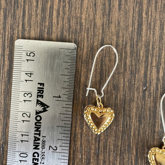 HAND CRAFTED EARRINGS Reversible Gold Silver Hearts - Picture 4 of 14